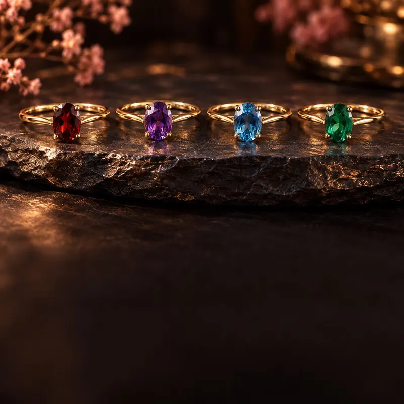 Bague ornée d’une pierre de couleur (exemple)